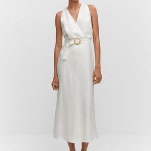 MANGO Belt Linen Dress